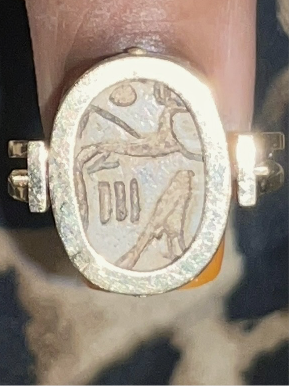 18K Egyptian Scarab reversible ring (size 6.75)