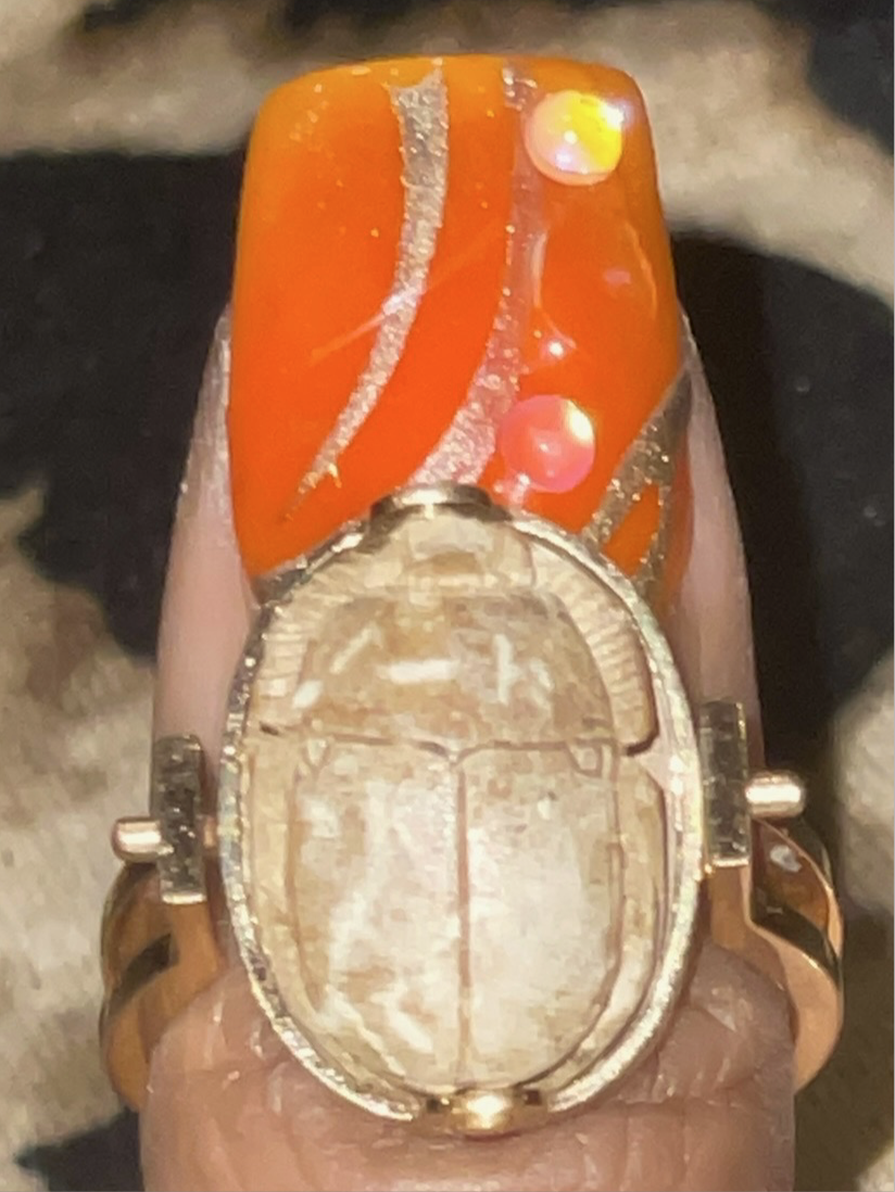 18K Egyptian Scarab reversible ring (size 6.75)