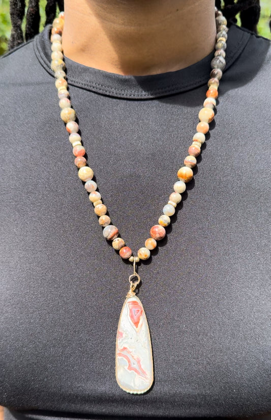 14K Jasper Agate beaded necklace