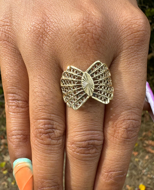 14K Turkish patterned ring (size 8)