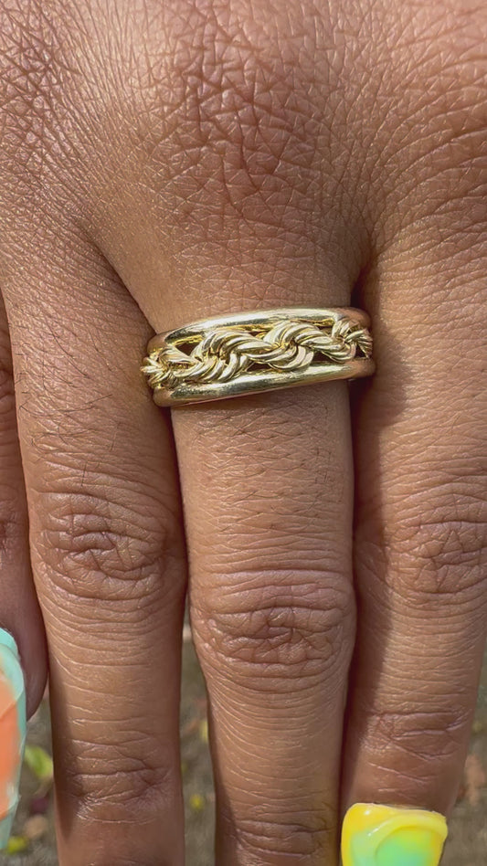 14K Peruvian "Rope Chain" ring (size 7)